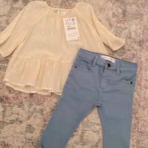 Zara top& jeans set 12-18 months